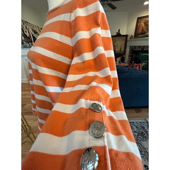 Lauren Ralph Lauren Orange Striped Top - Women's Size Large - Picture 2 of 4